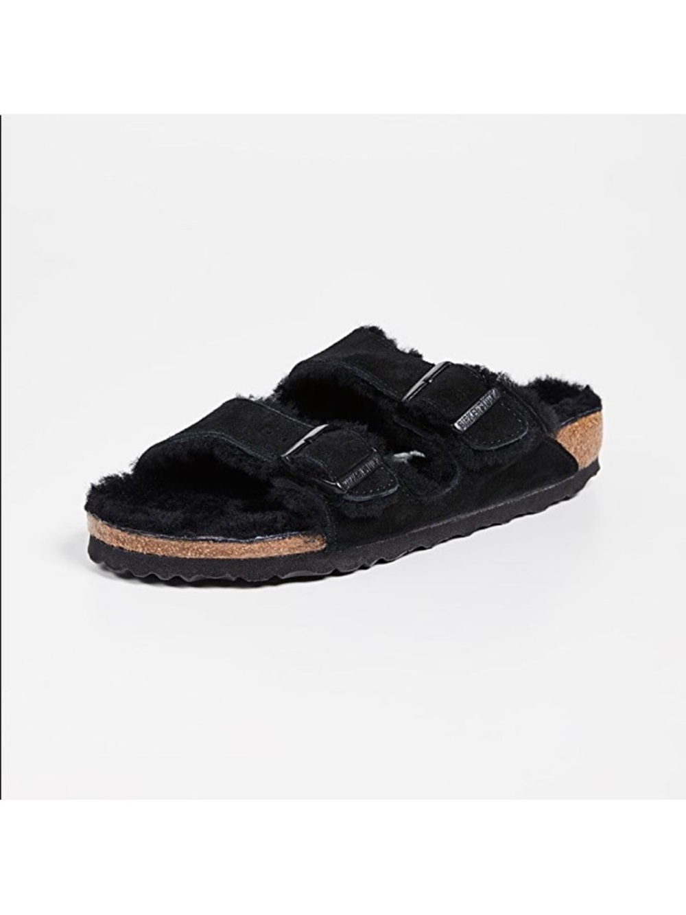 BIRKENSTOCK Arizona Shearling Fur Sandals Black Size 36